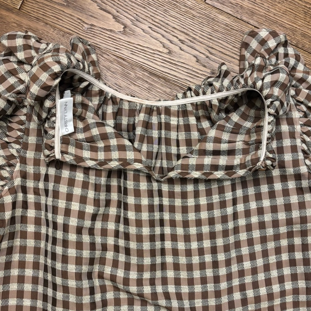 CHRISTY LYNN Aurelie Top - Gingham Bronze - Picture 10 of 12